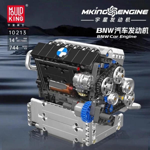 744 Pcs Mould King 10213 Motorized S55 Inline-6 Engine Model Building Set Puzzle Assembling Education Toys for Christmas Gifts