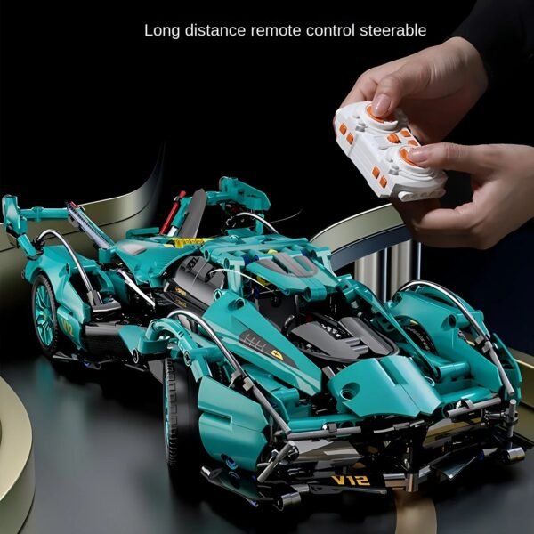 Blue V12 Block Roadster RC Tech Racing Car – 1:14 DIY Building Blocks #366