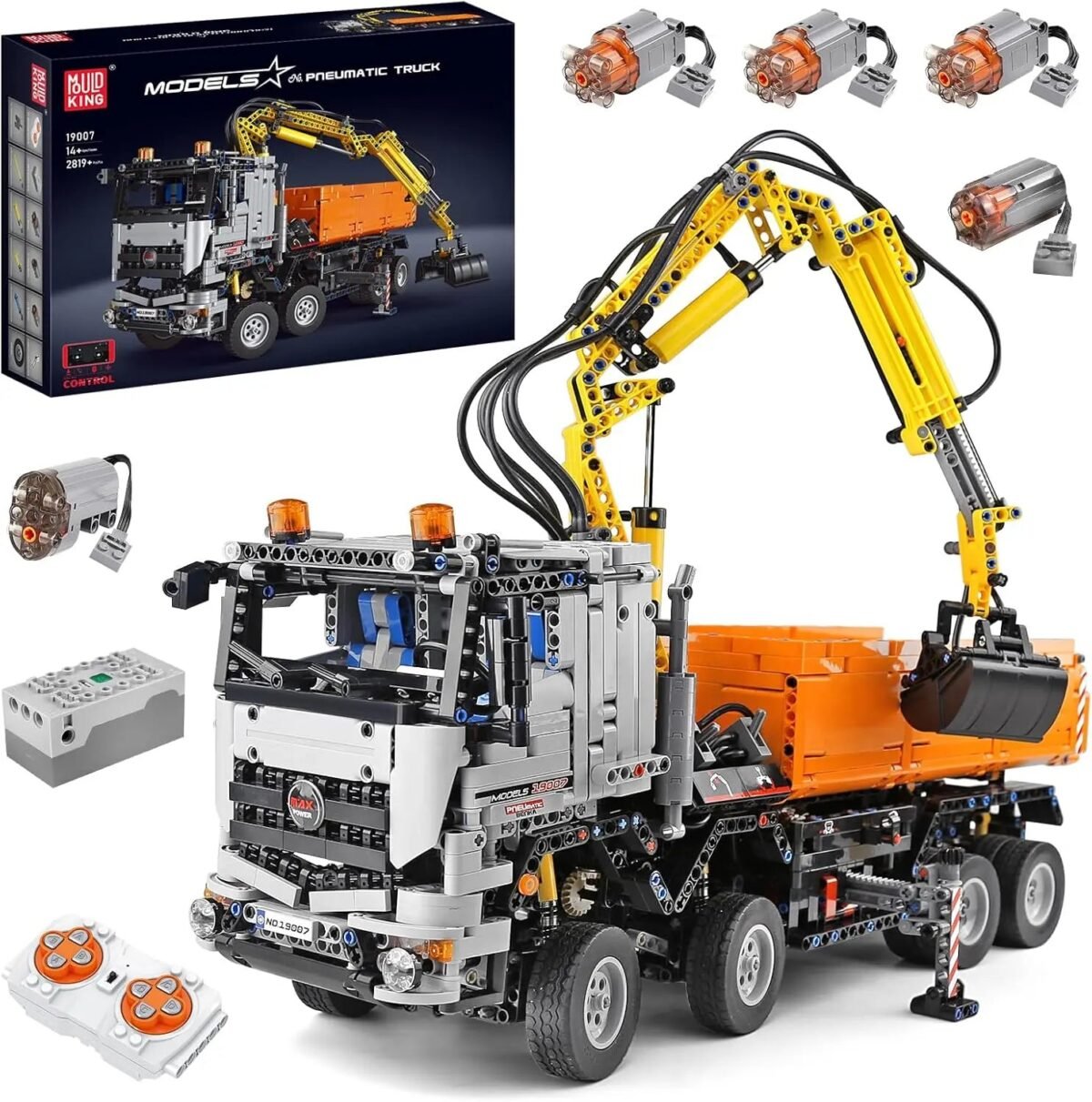 MOULD KING 19007 Technical 2-in-1 Remote Controlled Excavator & Dump Truck Pneumatic Building Blocks Toy Set Birthday Gift image 19007 Technical 2-in-1 Remote Controlled Excavator & Dump Truck Pneuma... #691 - Image 1