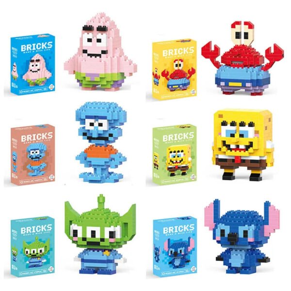 Disney Stitch & SpongeBob Mini Block Toy Set – Small Particle Ca... #201447326