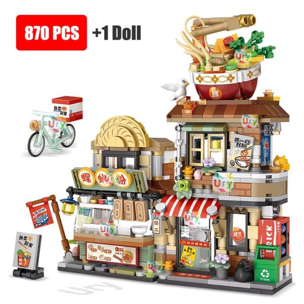 Mini City Japanese Street View Modular Villa & Retro Noodle Shop Buildi... #29
