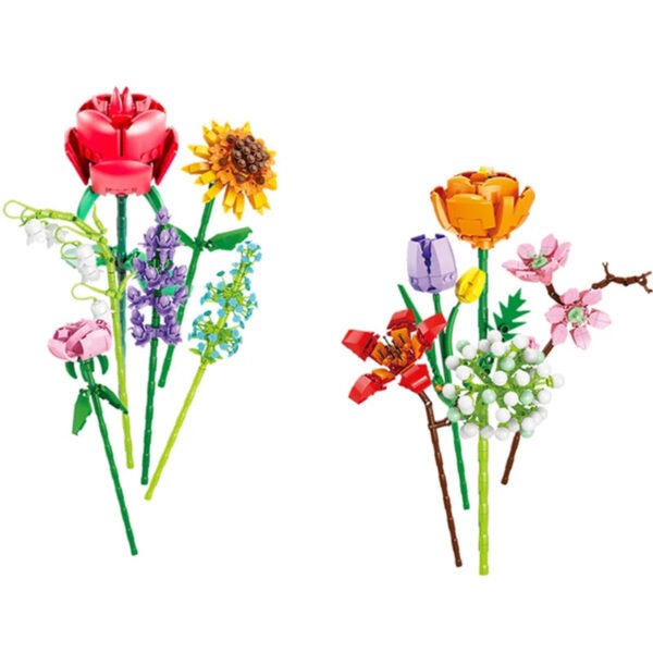13 Styles Pretty Flower Building Blocks – Roses, Tulips, Lavender & More #173