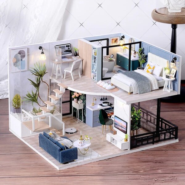 3D Wooden Mini Dollhouse Kit with Furniture – DIY Handmade Assem... #202530813