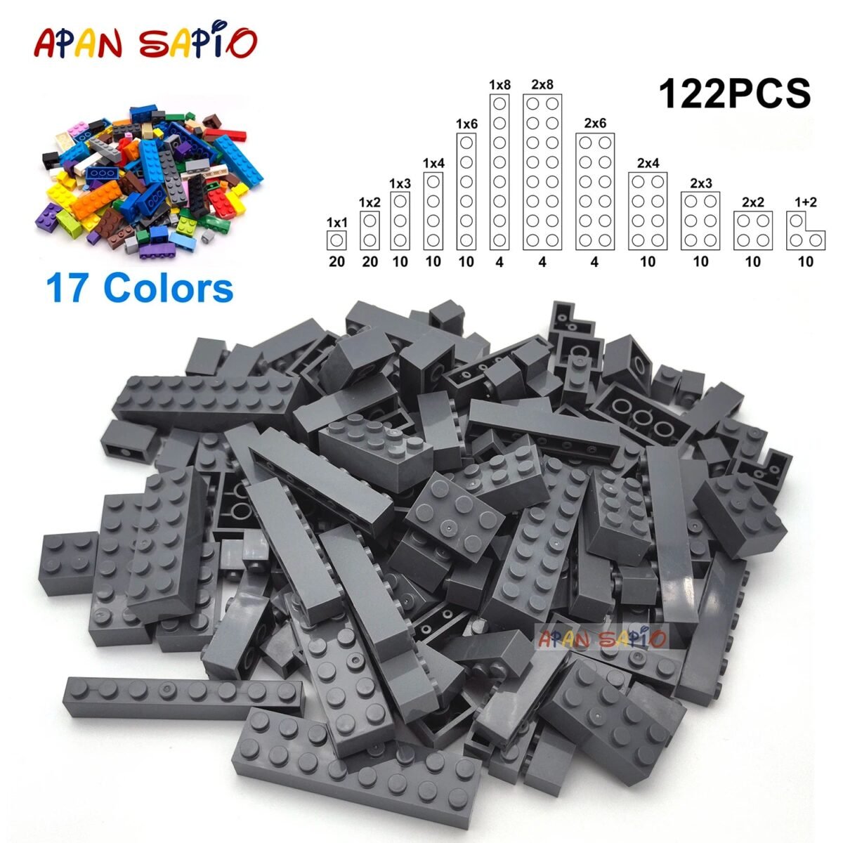 122pcs Thick Figures Bricks 12 Size DIY Building Blocks Educational Creative Size Compatible With 3001 Plastic Toys for Children image 122PCS Thick DIY Building Blocks Set – Multi-Size Creative Construction... #29 - Image 1