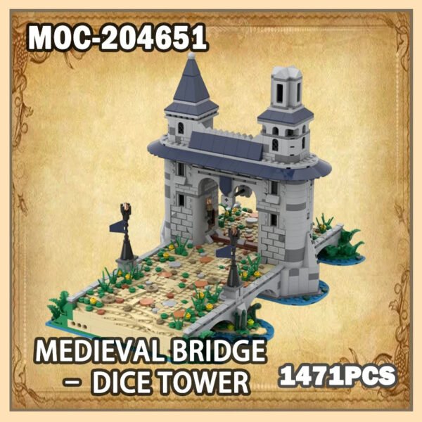 MOC-204651 Medieval Bridge Dice Tower Building Blocks Set – 1471PCS #100016350