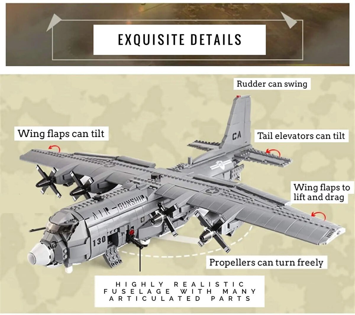 AC-130 Gunship Hercules Aircraft Building Blocks Set – 1713PCS M... #200006151 - Image 2
