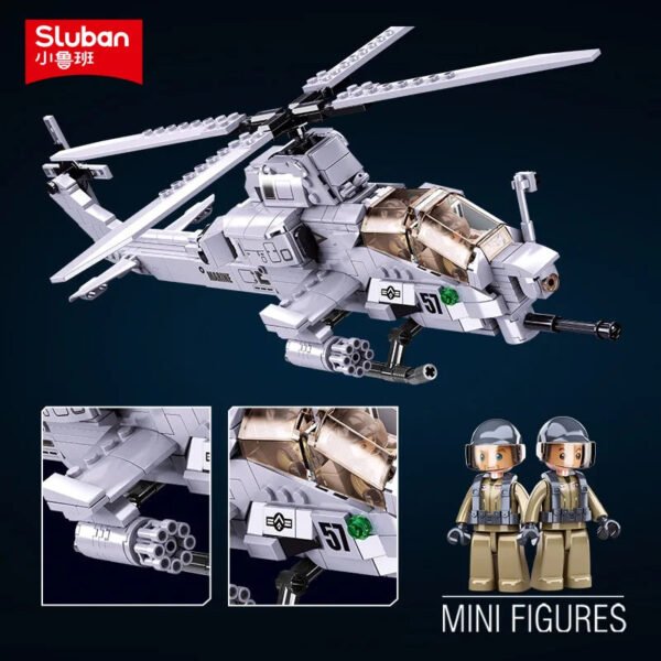 482PCS AH-1Z Viper Attack Helicopter Building Blocks – Military Guns... #48867