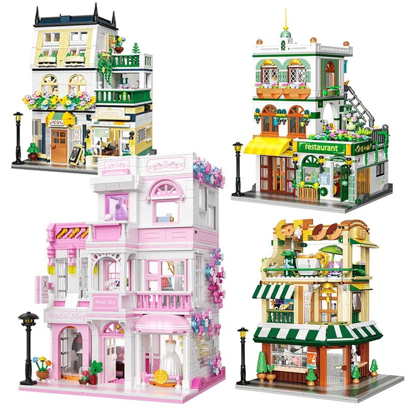 Creative Street View Wedding Salon Manor Garden House Coffee Shop Model Building Blocks City Architecture Mini Bricks Toys Gifts image Creative Street View Wedding Salon Manor Garden House Coffee Shop Model Building Blocks City Architecture Mini Bricks Toys Gifts - Image 1