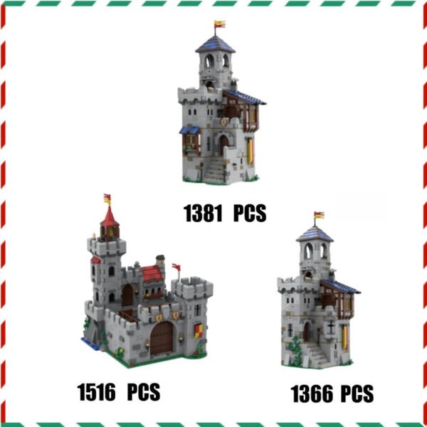MOC Castle Keep Modular Building Blocks Set – Medieval Fortress Tower Model #173
