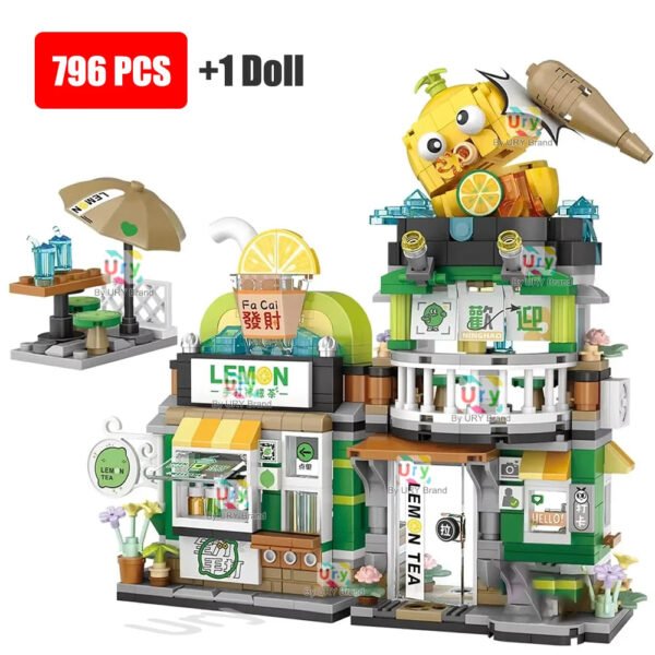 Mini City Japanese Street View Modular Villa & Retro Lemon Tea Shop Bui... #29