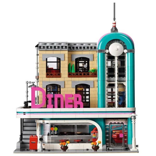 Downtown Diner Modular Building Blocks Set – 2488PCS with 6 Mini... #200003886