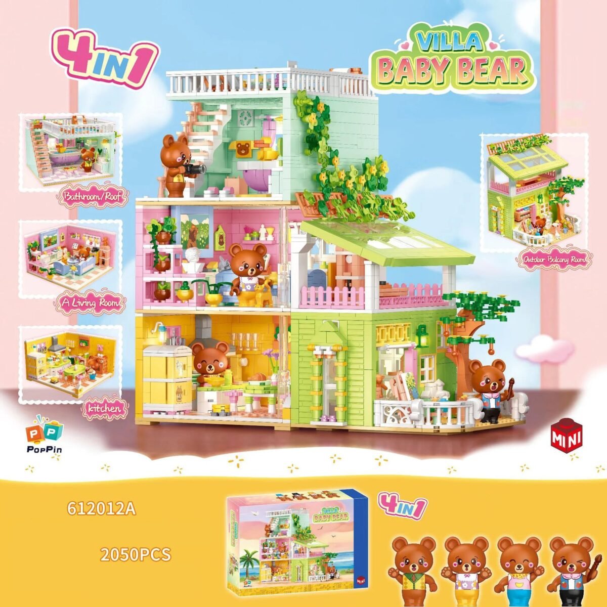 Creative City Street View 4in1 Summer Villa Mini Block Streetscape Building Bricks Home House Cartoon Bear Figures Toy For Gift image Creative City Street View 4-in-1 Summer Villa Mini Bricks Buildi... #200006152 - Image 1