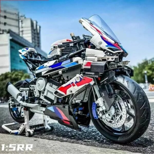 High-end motorcycle building block suit motorcycle model suit adult, luxury motorcycle DIY collection with movable wheels