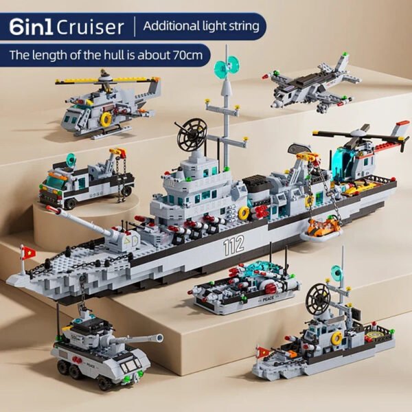 Military Ship Army Ocean Cruiser Warship Building Blocks Set – E... #200004870