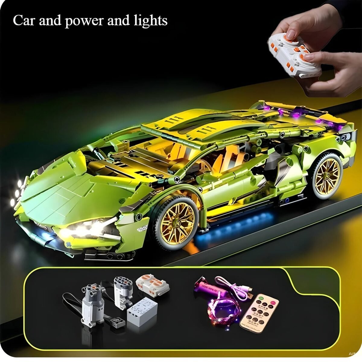 Technical racing car model RC building block sports car 1:14 DIY supercar bricks Educational toys Children and adults gifts image Realistic Supercar Design with Remote Control #100018786 - Image 1