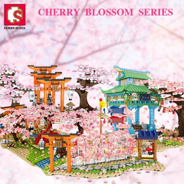 SEMBO Sakura Street View Building Blocks – Cherry Blossom City House &... #691