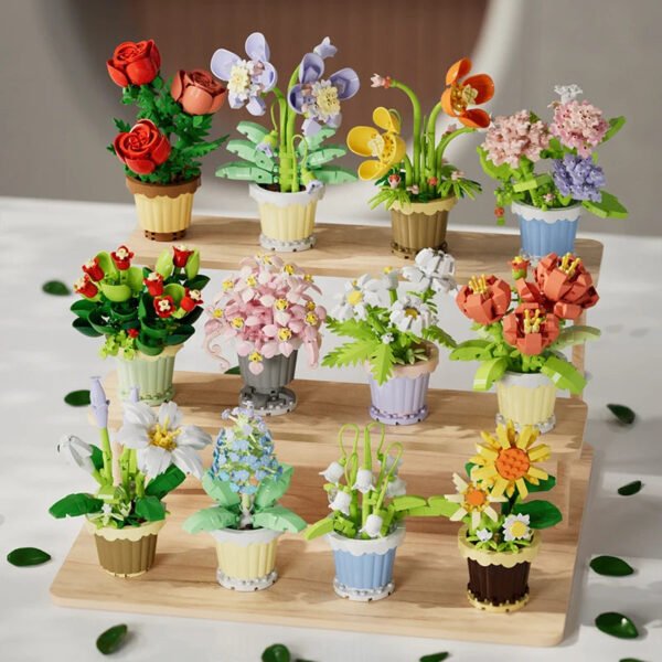 Building Block Flower Simulation Bouquet – DIY Potted Ornament Puzzle Toy #29