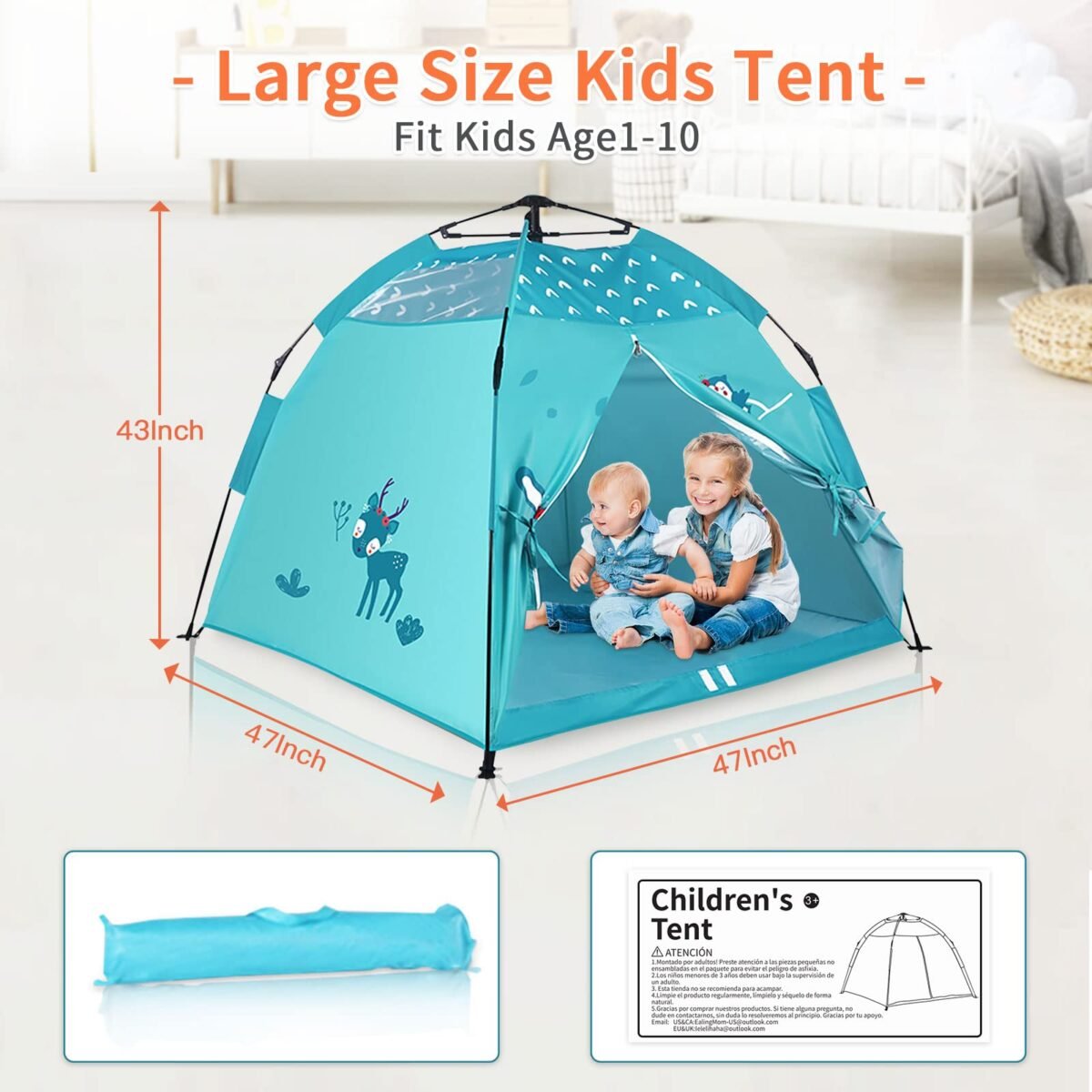 Kids Play Tent Blue Portable Camping #55951 - Image 6
