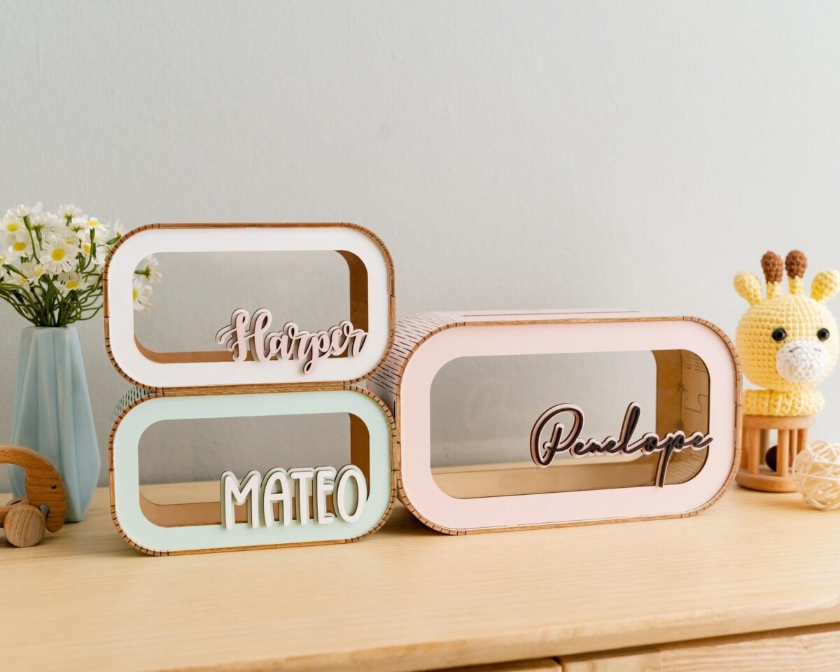 Personalized Wooden Piggy Bank for Kids #54879 - Image 2