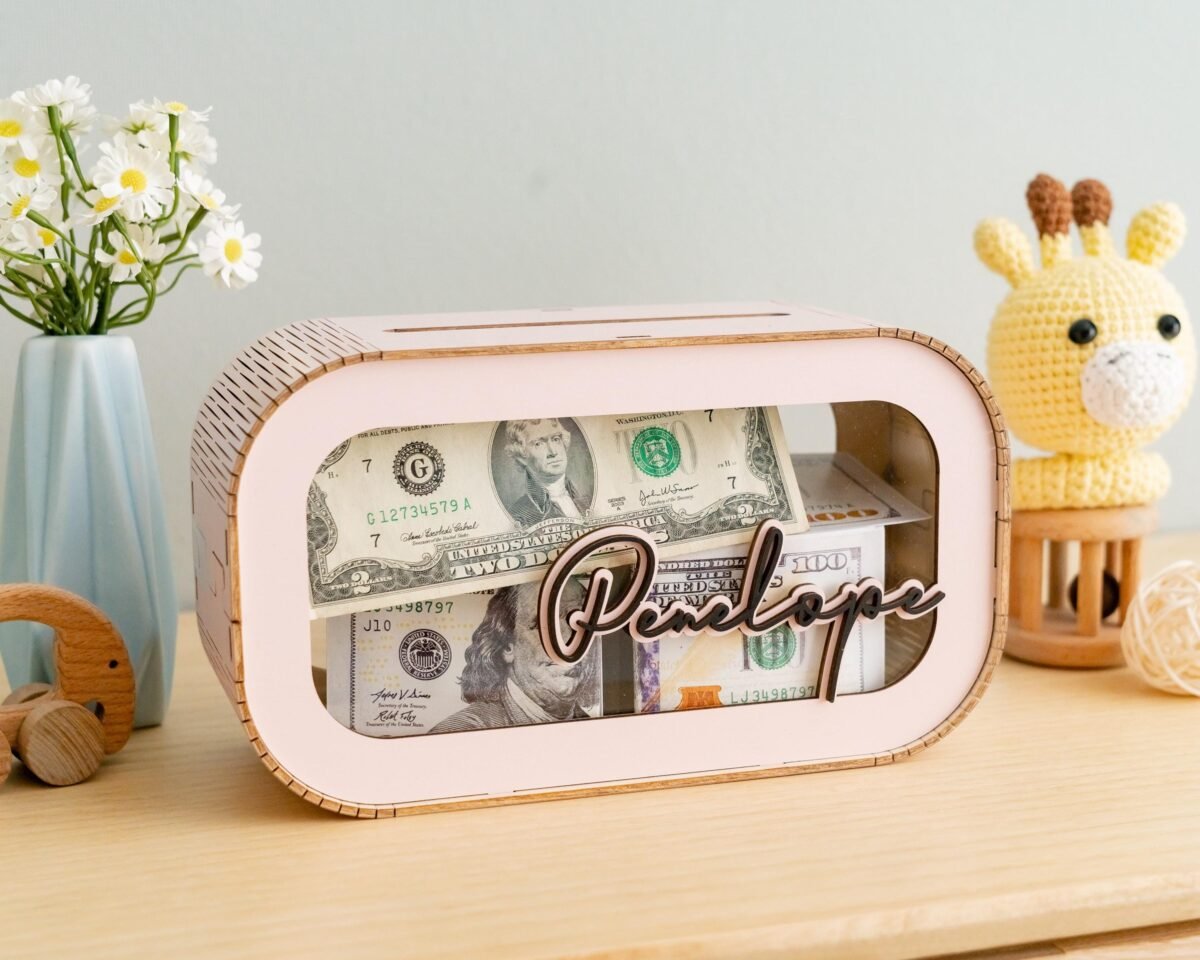 Personalized Wooden Piggy Bank for Kids #54879 - Image 4