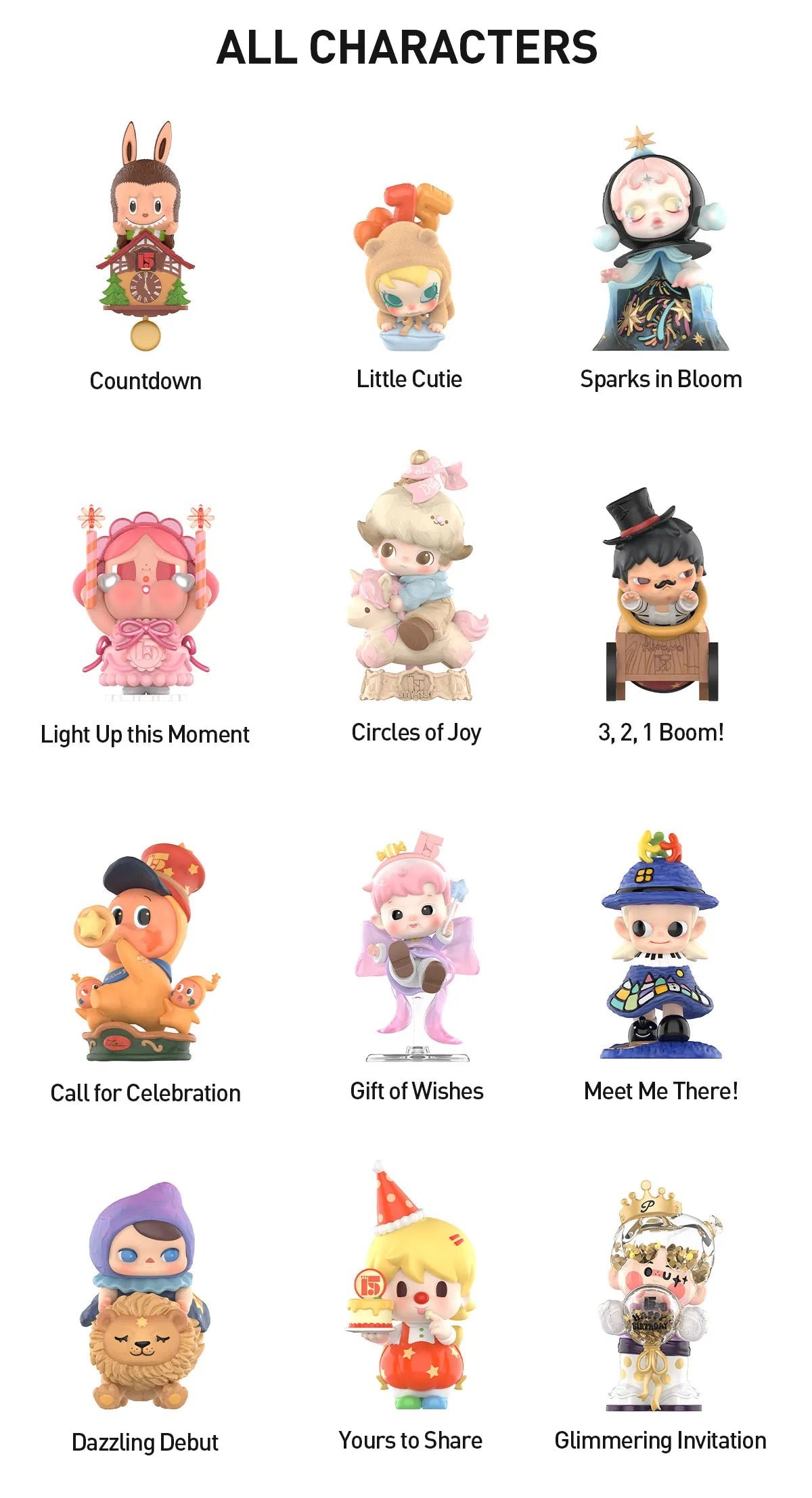 POPMART,Labubu,Babythree,CryingBaby,DIMOO,MOLLY,The Monsters,Skullpanda,Mokoko,zimomo,Sonny Angel,Sanrio ,disney,miniso,Pokemon,Liila cat,Blind Box