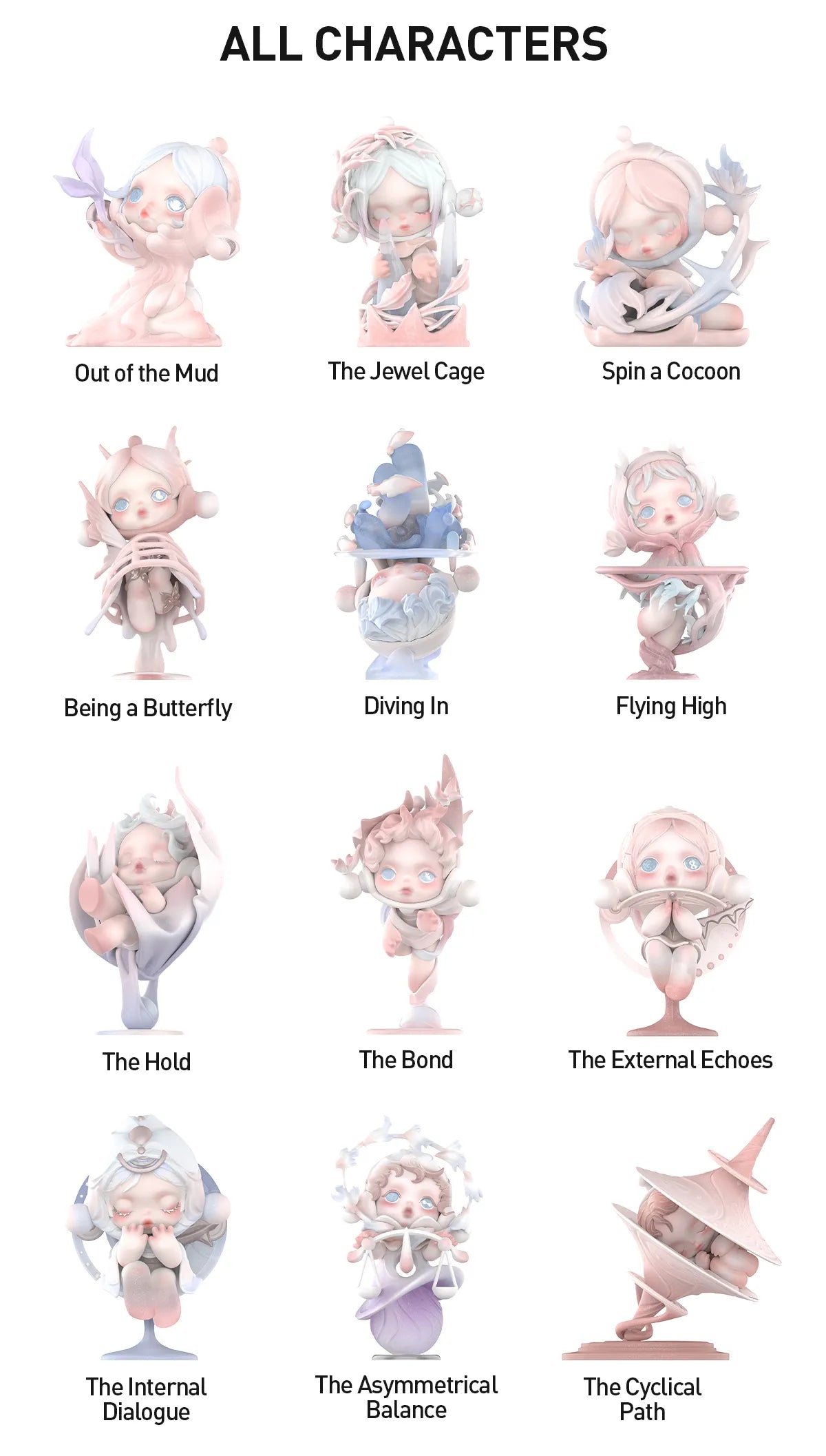 POPMART,Labubu,Babythree,CryingBaby,DIMOO,MOLLY,The Monsters,Skullpanda,Mokoko,zimomo,Sonny Angel,Sanrio ,disney,miniso,Pokemon,Liila cat,Blind Box